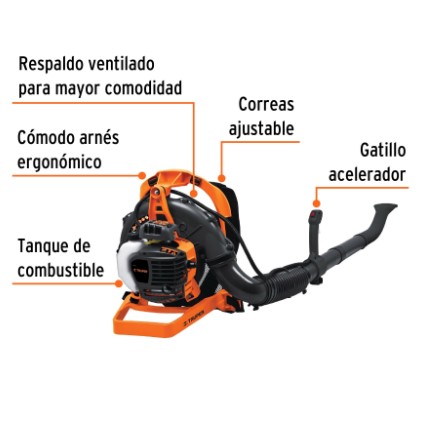 SOPLA-26
Sopladora con motor de 26cc a gasolina, tipo mochila, Truper