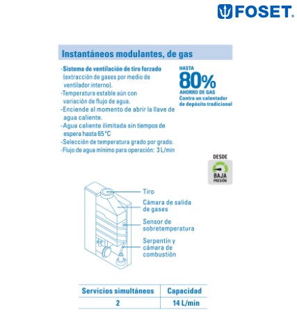 CALE-14IM
Calentador instantáneo modulante 14 L 2 servicios gas LP