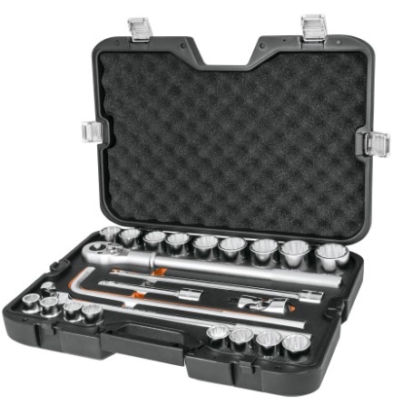 [13874] JD-3/4X24M Juego de 23 herramientas cuadro 3/4" mm para mecánico