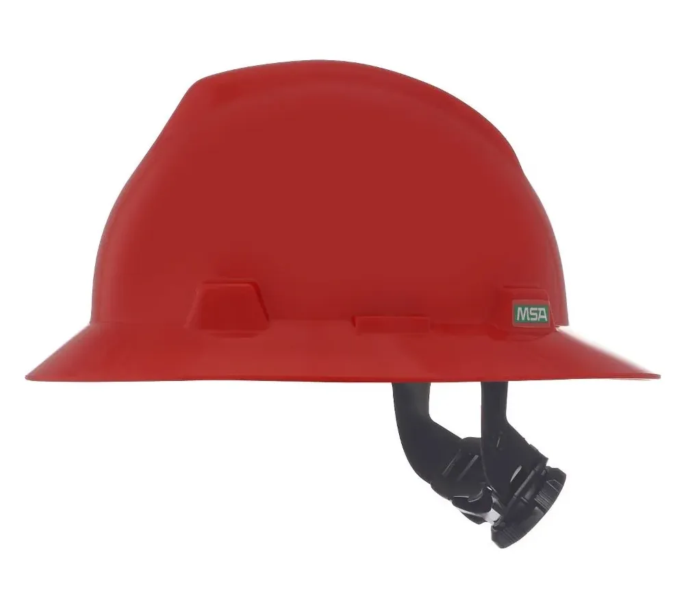 Casco de seguridad ala ancha color rojo. Modelo Vgard 10032991, marca MSA.