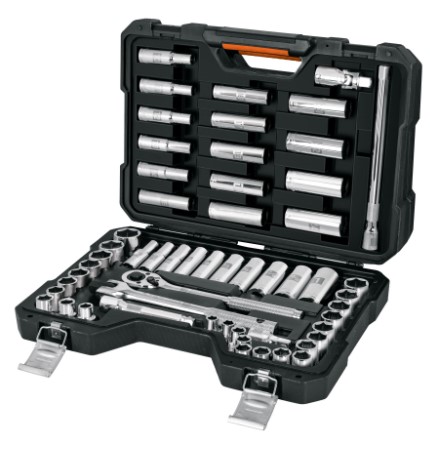 JD-1/2X56MP Juego de 56 herramientas cuadro 1/2" std y mm para mecánico, Truper.